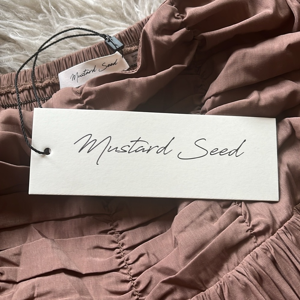 NWT Mustard Seed 'Latte' ruched pleated tiered 3/4 sleeve dress size S - Picture 7 of 7
